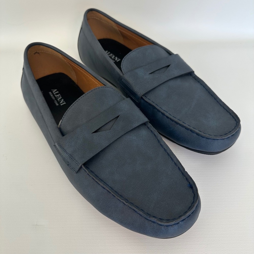 Alfani‎ Mens Driver Loafers Slip On Casual Comfort Memory Foam Blue Shoes